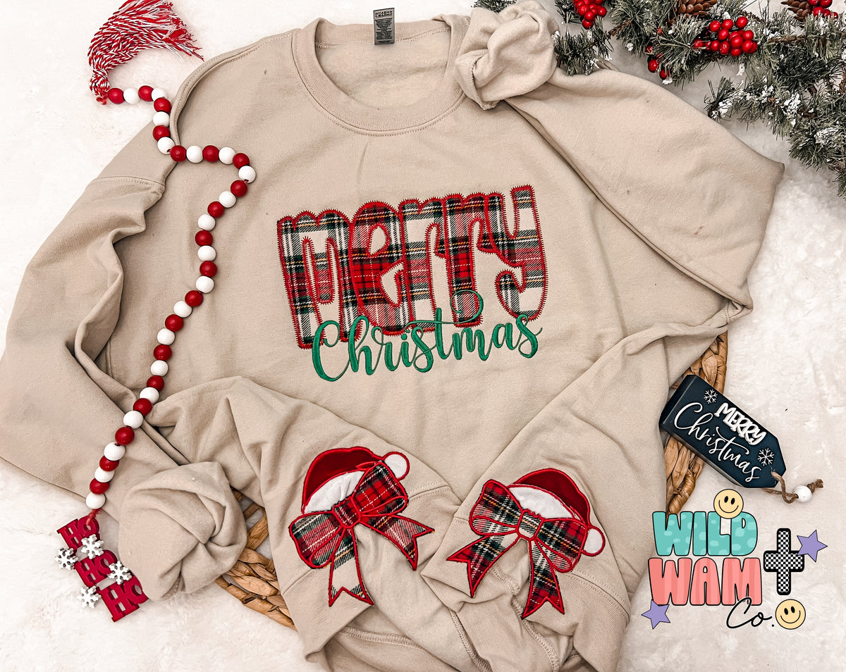 Merry Christmas Appliqué (WITH side bow)