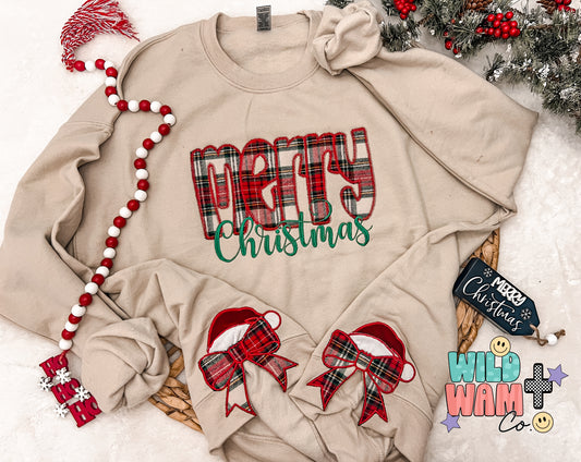 Merry Christmas Appliqué (WITH side bow)