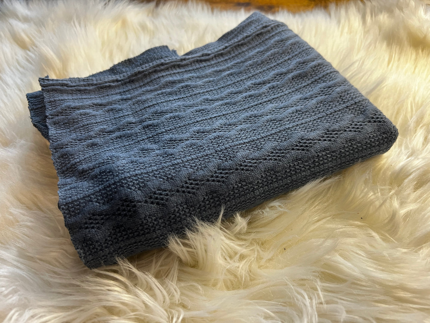 Blue cable knit