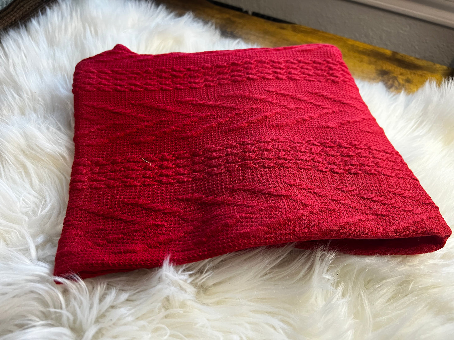 Red cable knit