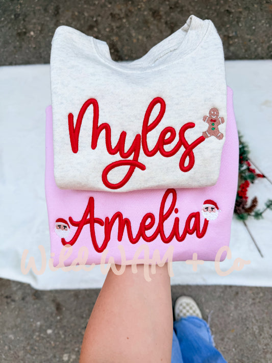Christmas name face sweatshirt